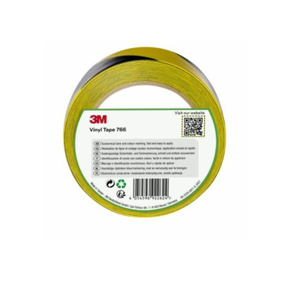 3M Scotch 766 Black, Yellow Vinyl 33m Lane Marking Tape, 0.13mm Thickness