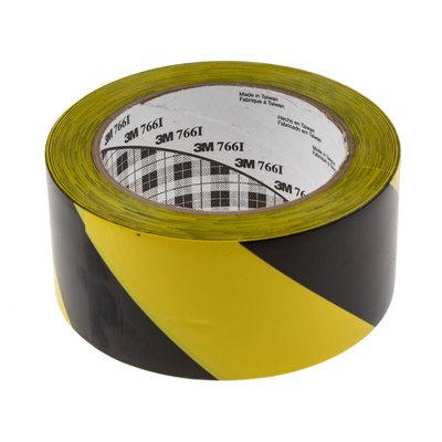 3M Scotch 766 Black, Yellow Vinyl 33m Lane Marking Tape, 0.13mm Thickness