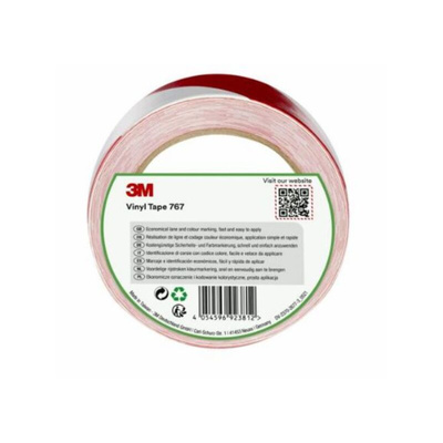 3M Scotch 767 Red, White Vinyl 33m Lane Marking Tape, 0.13mm Thickness