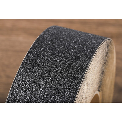 RS PRO Black Polypropylene 18.3m Hazard Tape, 0.05mm Thickness