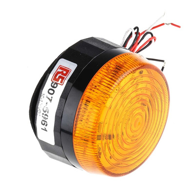 RS PRO Amber Flashing Beacon, 10 → 100 V dc, Screw Mount, LED Bulb, IP67