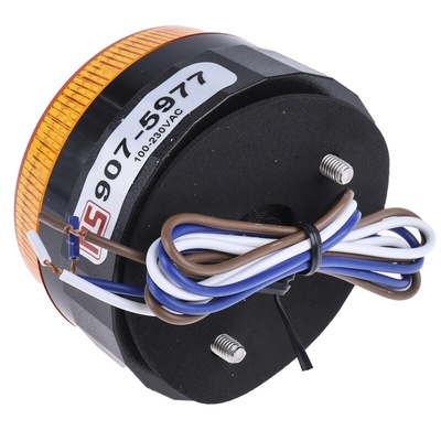 RS PRO Amber Flashing Beacon, 110 → 230 V ac, Screw Mount, LED Bulb, IP67