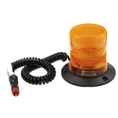 RS PRO Amber Flashing Beacon, 10 → 100 V dc, Magnetic Mount, LED Bulb, IP56