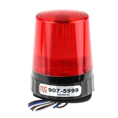 RS PRO Red Flashing Beacon, 110 → 230 V ac, Screw Mount, LED Bulb, IP67