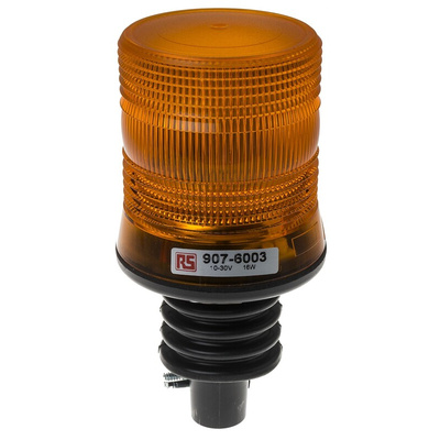 RS PRO Amber Flashing Beacon, 10 → 100 V dc, Flexi DIN Mount, LED Bulb, IP56