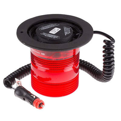 RS PRO Red Flashing Beacon, 10 → 100 V dc, Magnetic Mount, LED Bulb, IP56