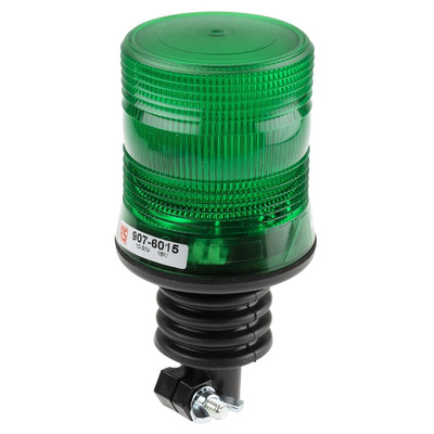 RS PRO Green Flashing Beacon, 10 → 100 V dc, Flexi DIN Mount, LED Bulb, IP56