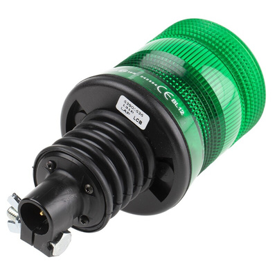 RS PRO Green Flashing Beacon, 10 → 100 V dc, Flexi DIN Mount, LED Bulb, IP56