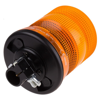 RS PRO Amber Flashing Beacon, 10 → 100 V dc, DIN Mount, Tube Mount, LED Bulb, IP56