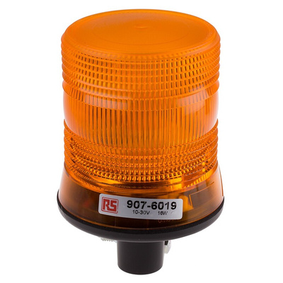 RS PRO Amber Flashing Beacon, 10 → 100 V dc, DIN Mount, Tube Mount, LED Bulb, IP56