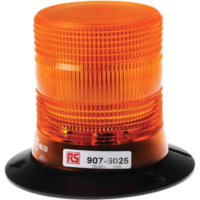RS PRO Amber Flashing Beacon, 10 → 100 V dc, Surface Mount, Wall Mount, LED Bulb, IP56