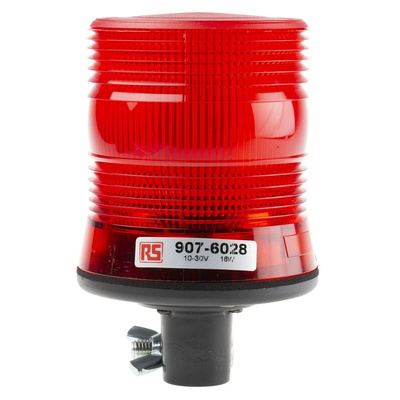 RS PRO Red Flashing Beacon, 10 → 100 V dc, DIN Mount, Tube Mount, LED Bulb, IP56