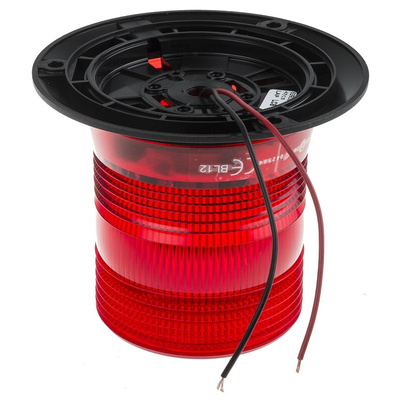 RS PRO Red Flashing Beacon, 10 → 100 V dc, Surface Mount, Wall Mount, LED Bulb, IP56