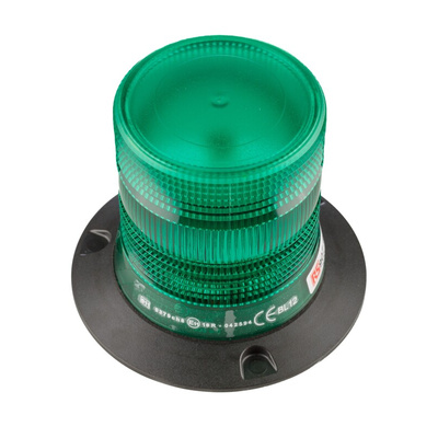 RS PRO Green Flashing Beacon, 10 → 100 V dc, Surface Mount, Wall Mount, LED Bulb, IP56