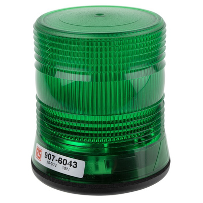 RS PRO Green Flashing Beacon, 10 → 100 V dc, Single Point Mount, LED Bulb, IP56
