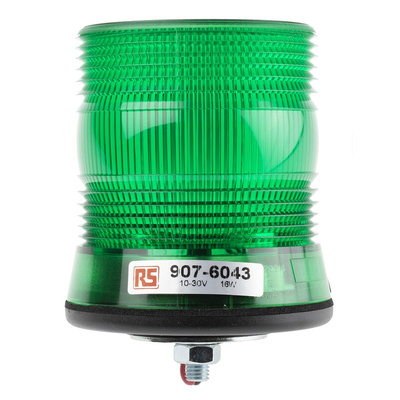 RS PRO Green Flashing Beacon, 10 → 100 V dc, Single Point Mount, LED Bulb, IP56