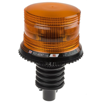 RS PRO Amber Flashing Beacon, 10 → 30 V dc, Flexi DIN Mount, LED Bulb, IP56