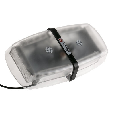 RS PRO Clear Flashing Light Bar, 12 V dc, 24 V dc, Single Point Mount, LED Bulb, IP56