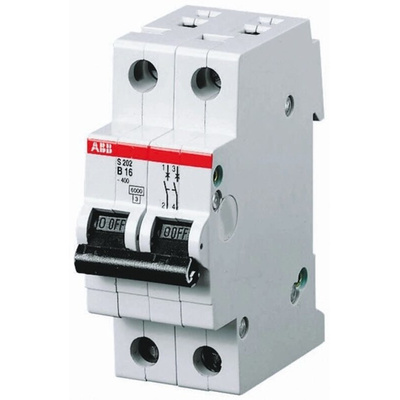 ABB System Pro M Compact S200M MCB, 2P, 63A Curve B, 440V AC, 125V DC, 10 kA Breaking Capacity