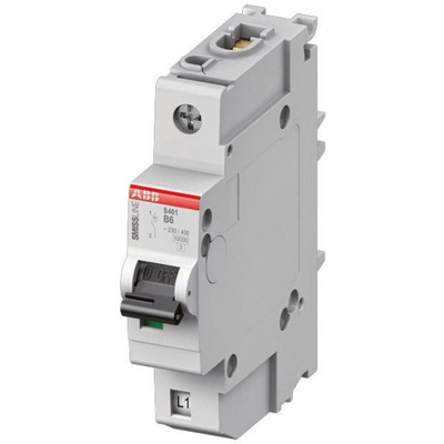 ABB SMISSLINE TP S400M MCB, 1P, 6A Curve C, 230V AC, 60V DC, 10 kA Breaking Capacity