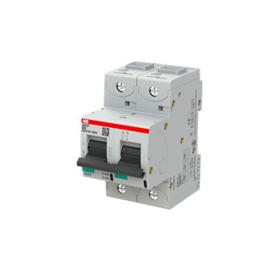 ABB High Performance S800S MCB, 2P, 80A Curve B, 400V AC, 250V DC, 50 kA Breaking Capacity