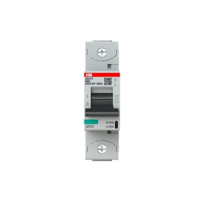 ABB High Performance S800N MCB, 1P, 80A Curve B, 400V AC, 36 kA Breaking Capacity