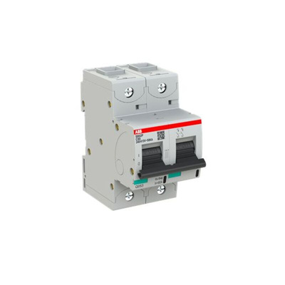 ABB High Performance S800S MCB, 2P, 80A Curve C, 400V AC, 250V DC, 50 kA Breaking Capacity