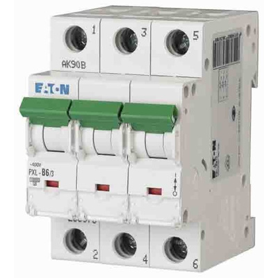 Eaton xPole PXL, S200 MCB, 3P, 6A Curve C, 400V AC, 48V DC, 10 kA Breaking Capacity