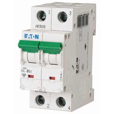 Eaton xPole PXL, S200 MCB, 2P, 6A Curve C, 400V AC, 48V DC, 10 kA Breaking Capacity