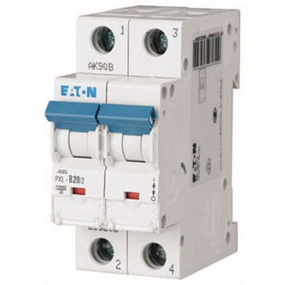Eaton xPole PXL, S200 MCB, 2P, 20A Curve C, 400V AC, 48V DC, 10 kA Breaking Capacity