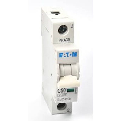 Eaton MEMShield MCB, 1P, 50A Curve C, 230V AC, 48V DC, 10 kA Breaking Capacity
