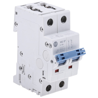 Allen Bradley 1492 1492-SPM MCB, 2P, 4A Curve C, 277V AC, 96V DC, 10 kA Breaking Capacity