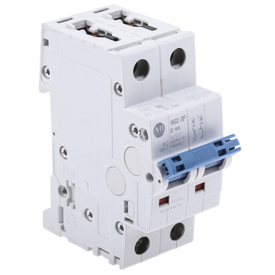 Allen Bradley 1492 1492-SPM MCB, 2P, 4A Curve D, 277V AC, 96V DC, 10 kA Breaking Capacity