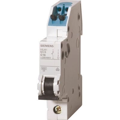 Siemens Sentron 5SJ6 MCB, 2P, 16A Curve B, 230V AC, 60V DC, 6 kA Breaking Capacity