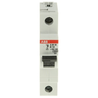 ABB System Pro M Compact S200M MCB, 1P, 10A Curve B, 253V AC, 72V DC, 10 kA Breaking Capacity