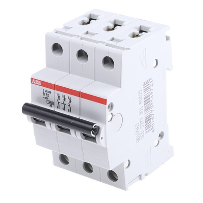 ABB System Pro M Compact S200M MCB, 3P, 32A Curve B, 440V AC, 10 kA Breaking Capacity
