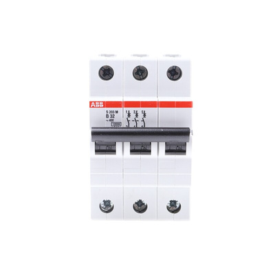 ABB System Pro M Compact S200M MCB, 3P, 32A Curve B, 440V AC, 10 kA Breaking Capacity