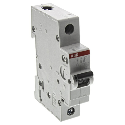 ABB Compact Home SH200 MCB, 1P, 16A Curve B, 440V AC, 60V DC, 6 kA Breaking Capacity