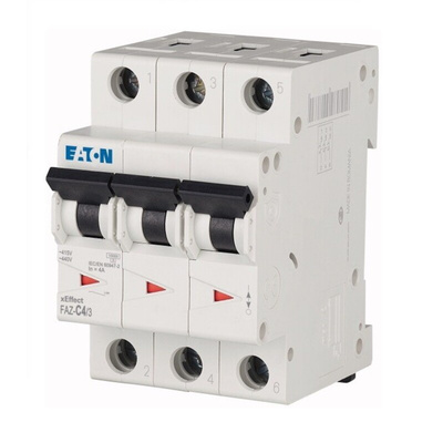 Eaton xEffect MCB, 3P, 4A Curve C, 400V AC, 60V DC, 10 kA Breaking Capacity