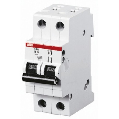 ABB System Pro M Compact S200 MCB, 2P, 25A Curve D, 400V AC, 6 kA Breaking Capacity