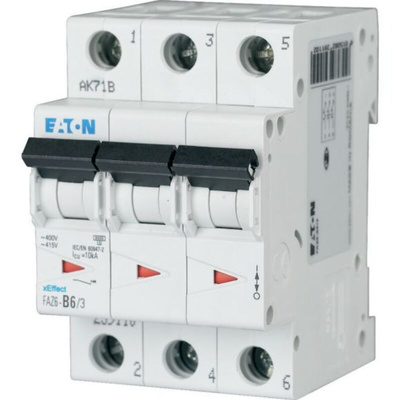 Eaton xEffect MCB, 3P, 20A Curve C, 230 <arrow/> 415 V AC, 6 kA Breaking Capacity