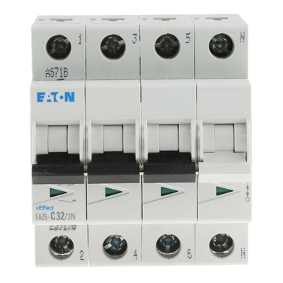 Eaton xEffect MCB, 4P, 32A Curve C, 230 → 400V AC, 6 kA Breaking Capacity