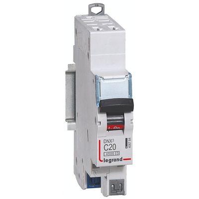 Legrand DX Range DNX3 MCB, 1P, 20A Curve C, 250V AC, 12V DC, 4.5 kA Breaking Capacity