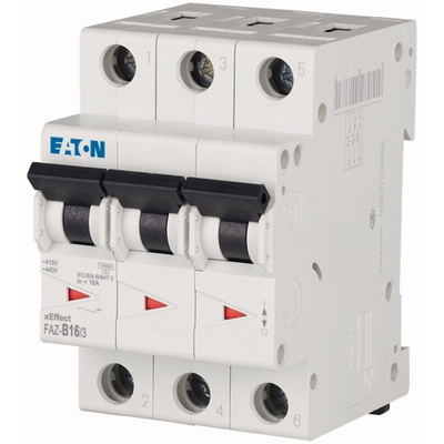 Eaton xEffect MCB, 3P, 16A Curve B, 240 → 415V AC, 10 kA Breaking Capacity