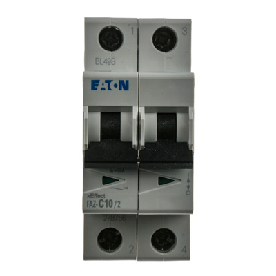 Eaton xEffect MCB, 2P, 10A Curve C, 240 → 415V AC, 10 kA Breaking Capacity