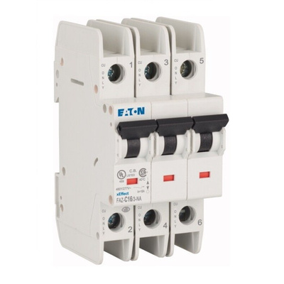 Eaton xEffect MCB, 3P, 16A Curve C, 240 → 415V AC, 60V DC, 10 kA Breaking Capacity