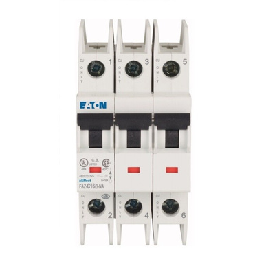 Eaton xEffect MCB, 3P, 16A Curve C, 240 → 415V AC, 60V DC, 10 kA Breaking Capacity