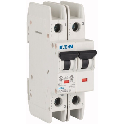 Eaton xEffect MCB, 2P, 20A Curve C, 240 → 415V AC, 60V DC, 10 kA Breaking Capacity