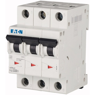 Eaton xEffect MCB, 3P, 20A Curve D, 240 → 415V AC, 10 kA Breaking Capacity