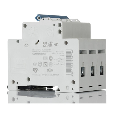 Eaton xPole MCB, 3P, 20A Curve C, 400V AC, 48V DC, 10 kA Breaking Capacity